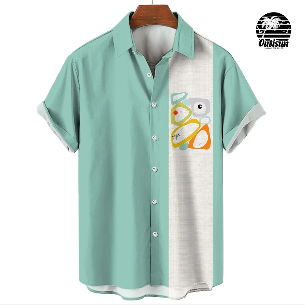thumbnail image 1 of Camisa de hombre con estampado de flamencos, informal, con estampado 3D, con botones de solapa, para verano, estilo hawaiano, informal, tallas S a 5XL, 1 of 5