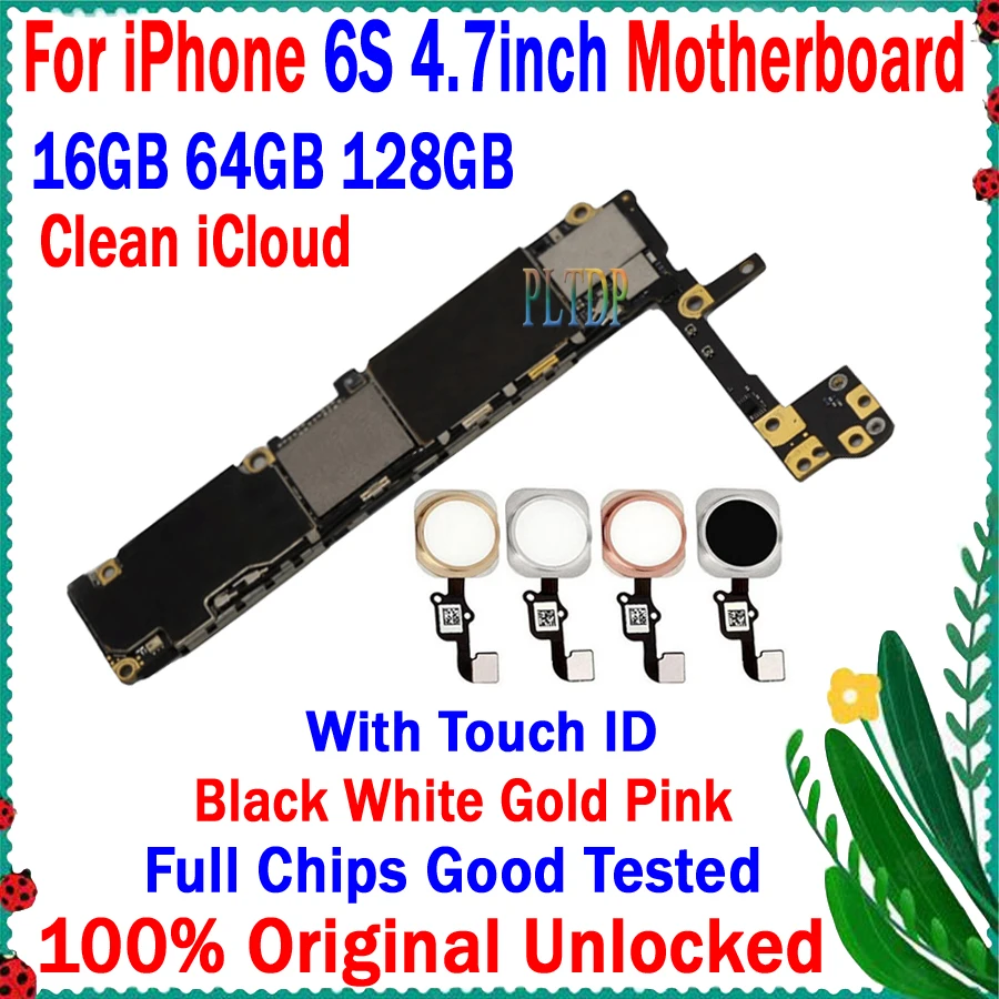 

Материнская плата Clean ICloud для IPhone 6S 128 дюйма, оригинальная разблокированная материнская плата с/без Touch ID, логическая плата 4,7, протестирована, 16 ГБ, 64 ГБ, 100% ГБ