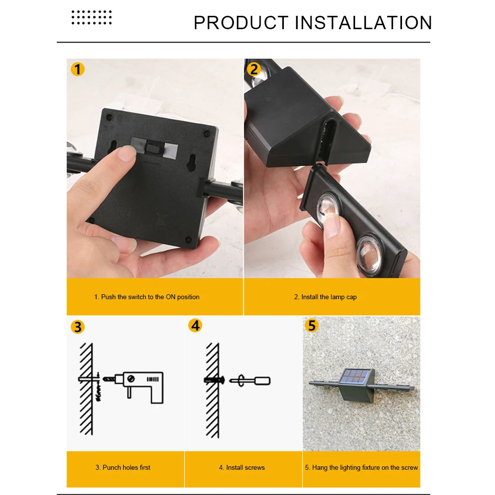야외 LED 태양광 벽 조명, 최대 8H 지속, 장식 발코니 계단 조명, 800mAh 파티오 스포트 라이트, 8 LED, 하우스 데크 스텝, 2 개
