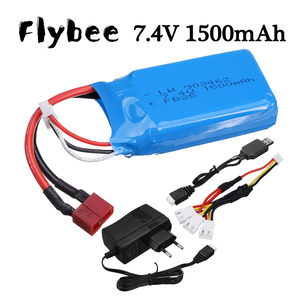 

( T plug ) 7.4V 1500mAh Lipo Battery / Charger For RC Car Quadcopter Helicopter Boat Drones Spare Parts 2s 7.4v battery 903462