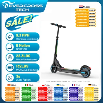 EVERCROSS TECH EV06C Monopattino Elettrico per Bambini, Pieghevole 6,5'', Fino a 15 KM/H, Display LED, Luci Colorate, Scooter Leggero per Bambini 6-12 Anni