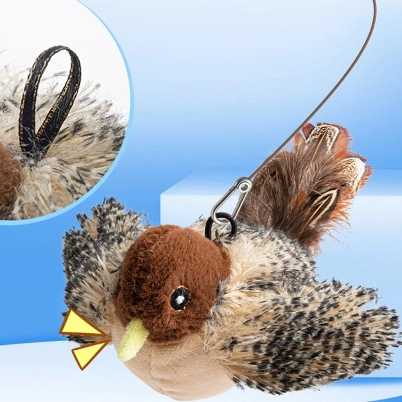 Lovely Plush Bird Toy For Cats with Realistic Bird Sounds for Boredom Cats Chasing and Encourage Engaging Fun