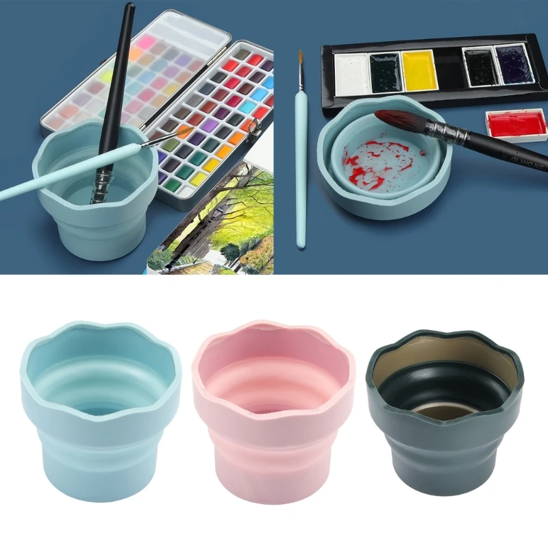 

Foldable Water Pot Painting Brush Washing Bucket Mini Watercolor Brush Bucket