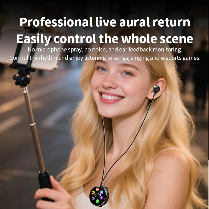 Wireless Car Bluetooth Headset Outdoor Sports Collar Clip Earphone Hands-free Bluetooth Headphones with LED Display Support TF