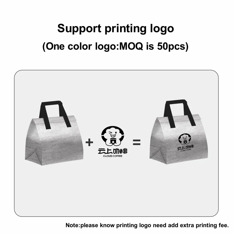 10pcs Silver Non-Woven Insulated Tote Bags, Reusable Fabric Pouches for Bread, Drinks, ... - SKU ITB01454 - UGI Packaging