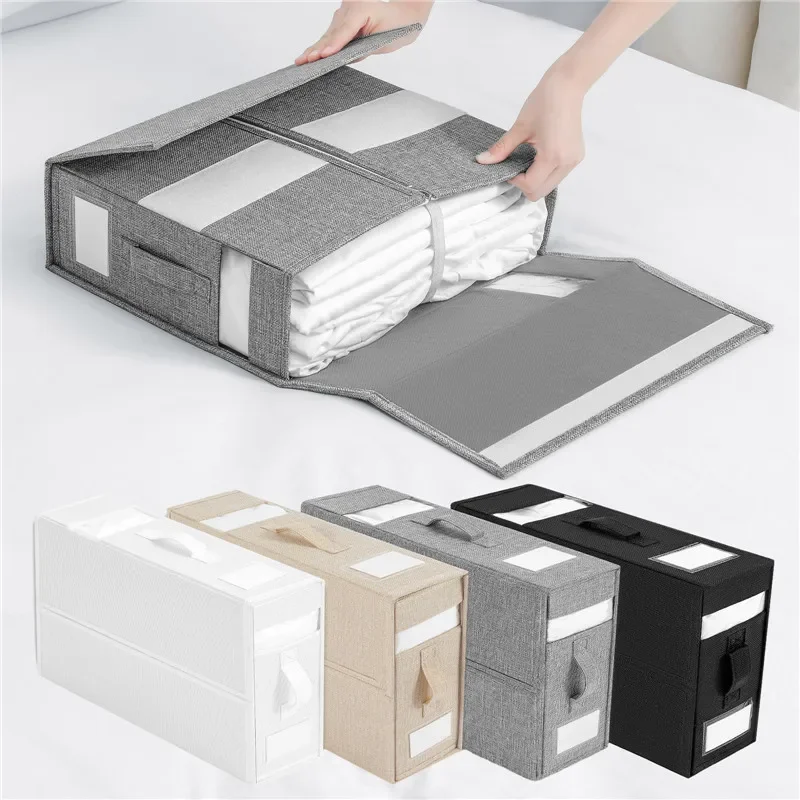 

Storage Finishing Bed Box Zipper Visible Set Wardrobe Closet Window Sheet Bedding Fabric Folding Blanket Organizer