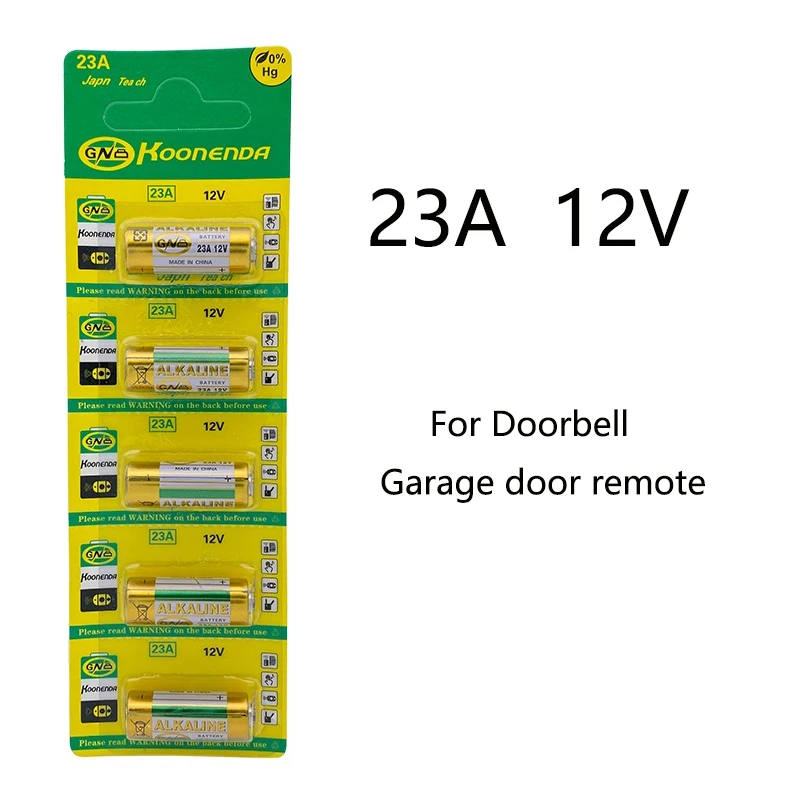 5PCS Dry Cell 12V Alkaline Battery 23A  E23A A23 23GA A23S GP23A V23GA MS21 LRV08 For Doorbell,Garage door remote,Roller shutter