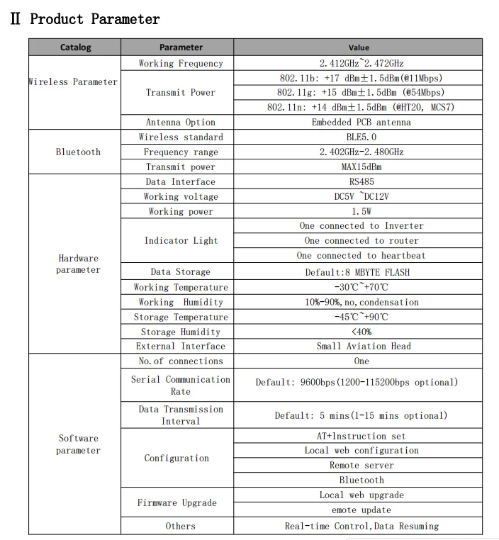 Description Picture 5 of itemSRNE 1/2pc Wireless WIFI Module Remote Monitoring Communication Cable RS-485 Port For SRNE Off-Grid Solar Hybrid Inverter