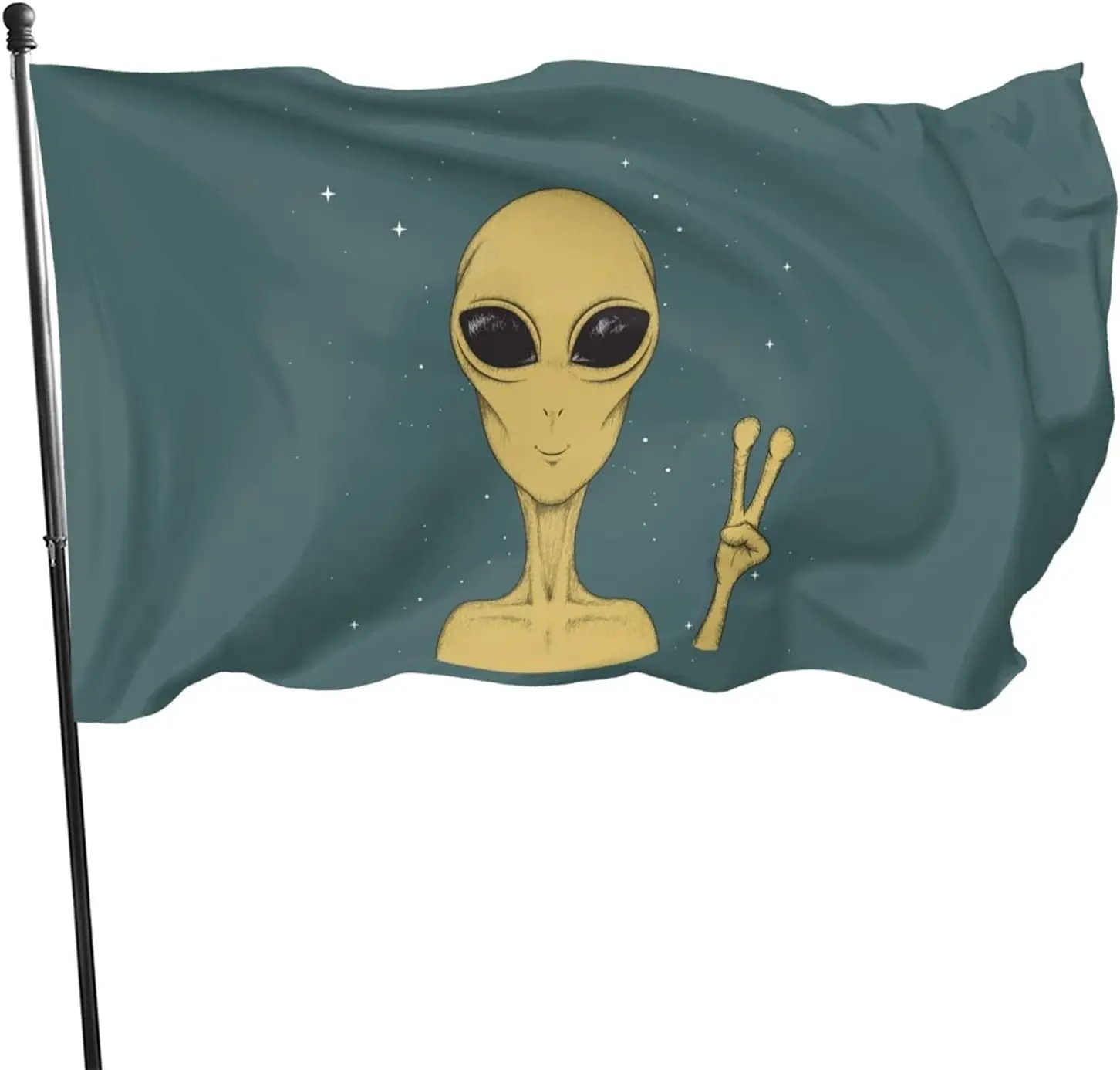 Martian Alien Peace Sign Retro Garden Flag Welcome Home House Flags Yard Banner Outdoor Decor