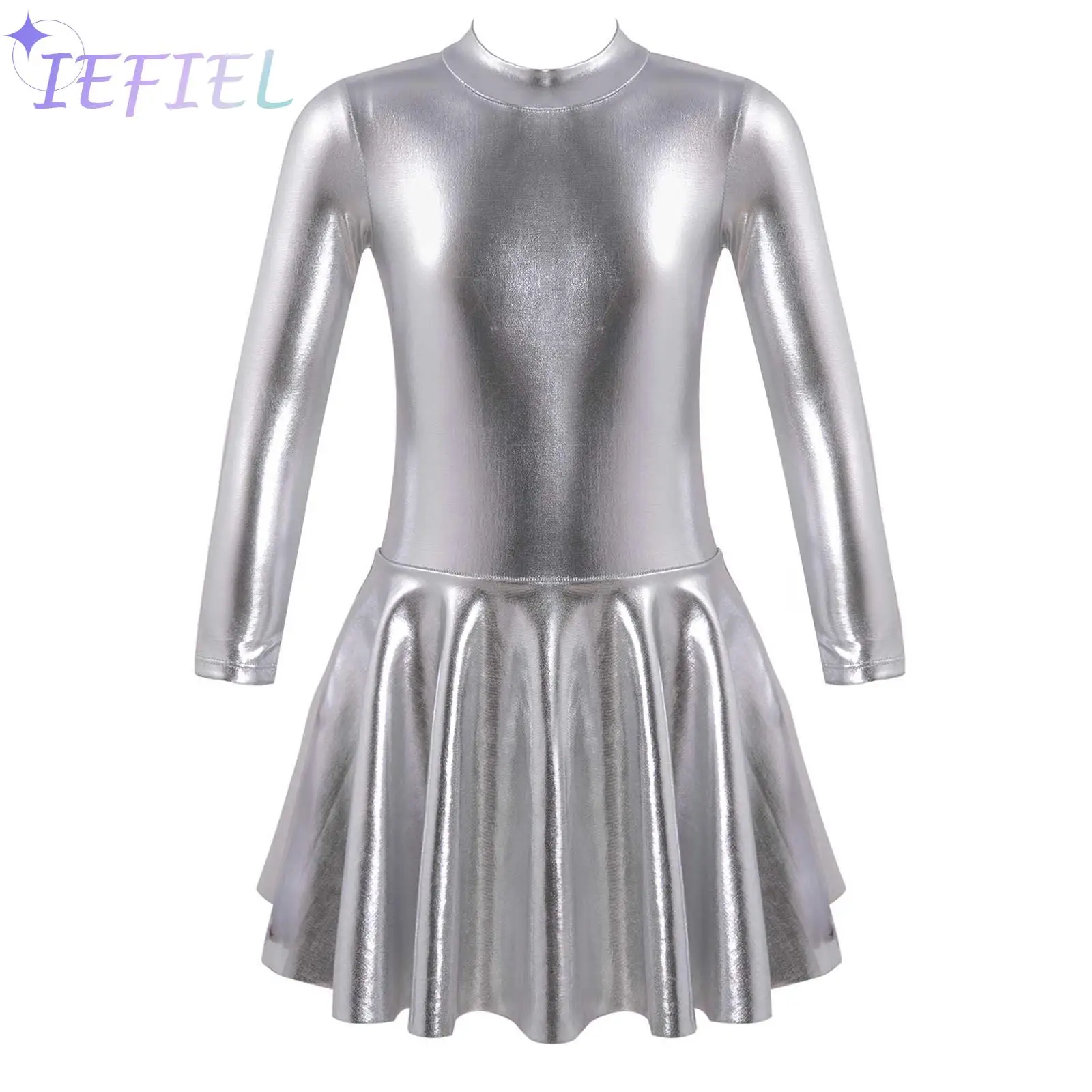 

Kids Figure Ice Skating Dancewear Girl Slim Waist Flared Dress Skort Skirt Ballet Dance Party Jazz Hip Hop Performance Costumes