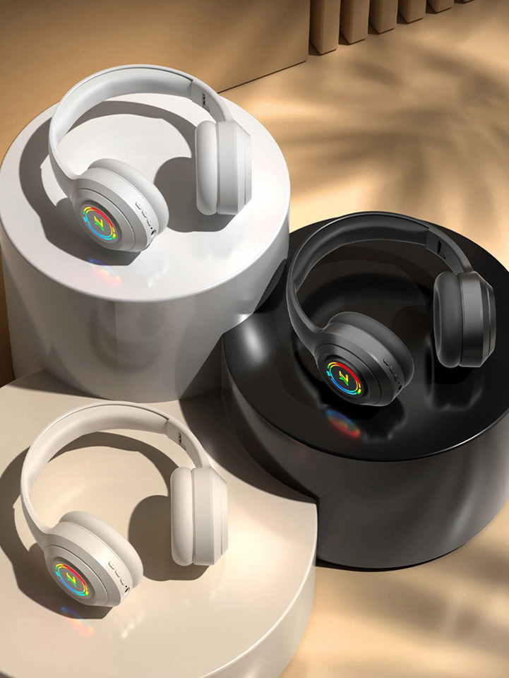 Over-ear Bluetooth headphones, ENC intelligent noise cancellation, cool seven-color luminous wireless headphones