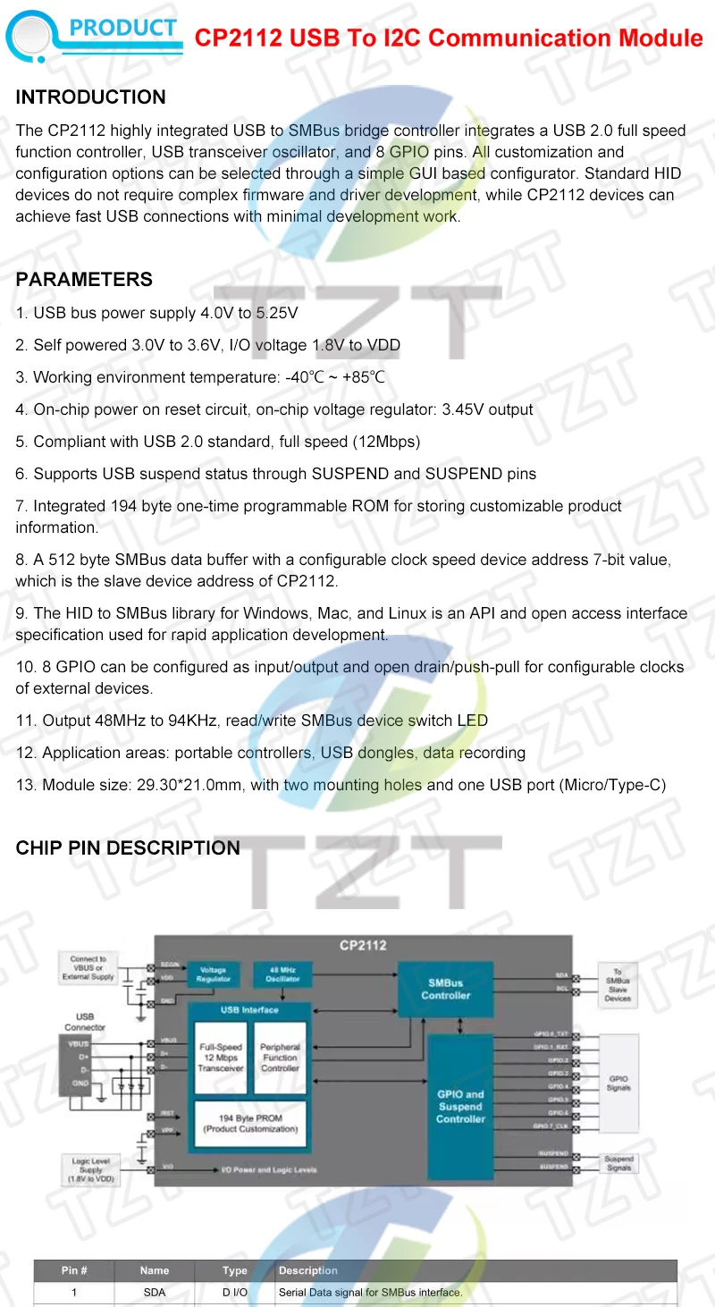 1/3PCS CP2112 Micro/Typ-c Debug Board USB Zu I2C Modul Für Arduino – Detail 1