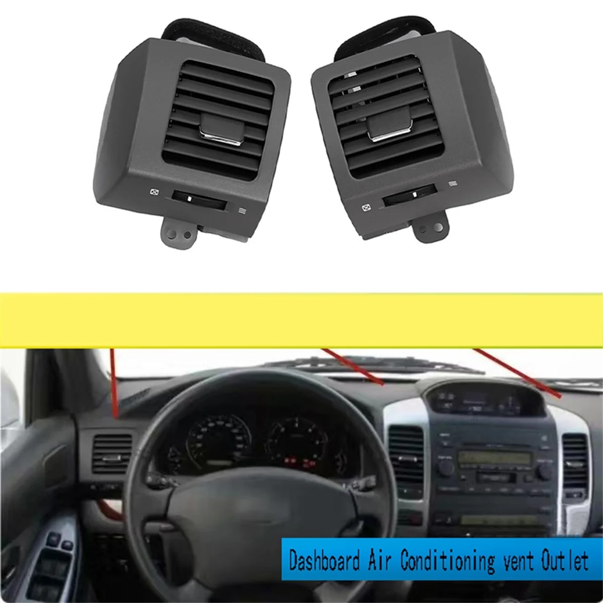 Brown Dashboard Air Vent Outlet for Toyota Land Cruiser Prado 120 Lexus GX470 03-09 Air Conditioning Conditioner Grille