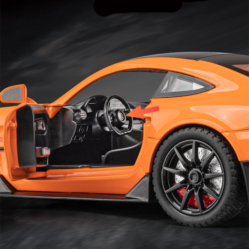1/24 Benzs-GT GTR 합금 스포츠카 모델 다이캐스트 및 장난감 차량 금속 레이싱 카 모델 높은 시뮬레이션 사운드 및 라이트 키즈 선물