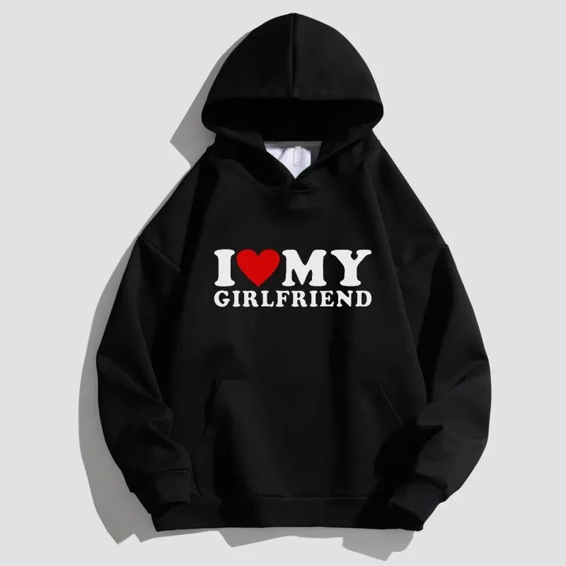 I LOVE MY BOYFRIEND Print Girl Hoodie Sweatshirt for Women's/Men's Hoodies Casual Sweatshirts Solid Color Hoodies Pullovers Tops