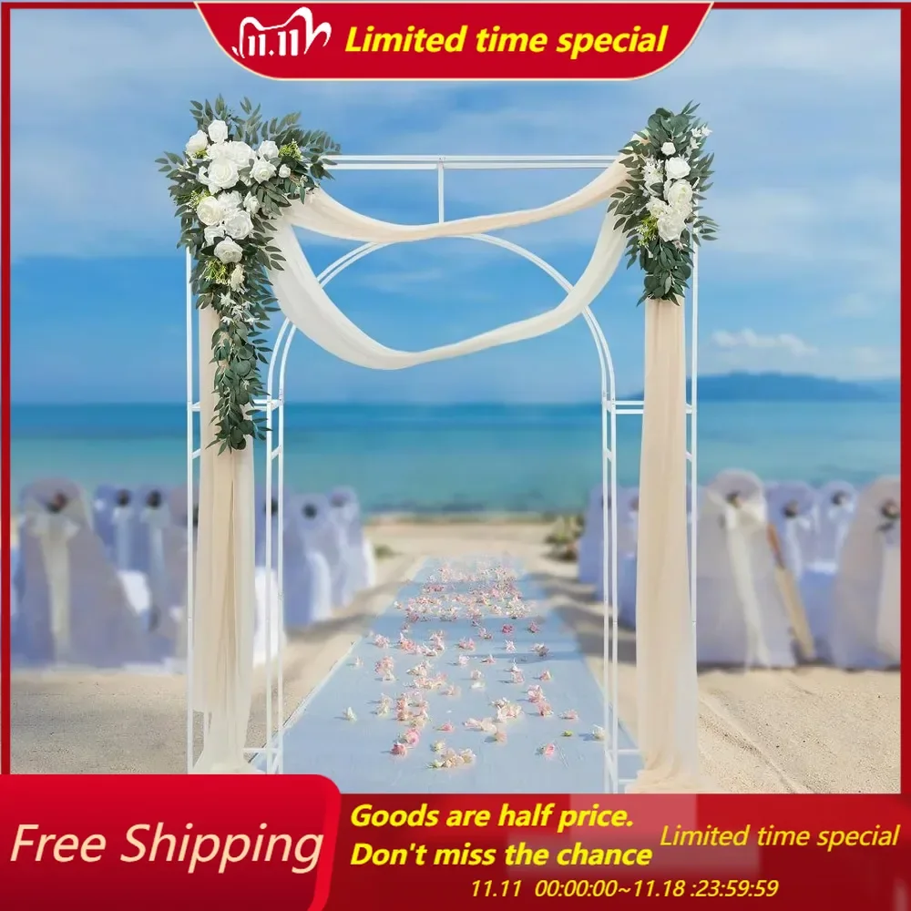 Wedding Arch Backdrop Stand White Square & Arch Wedding Arches for Ceremony Square Metal Balloon Stand Garden Arbor