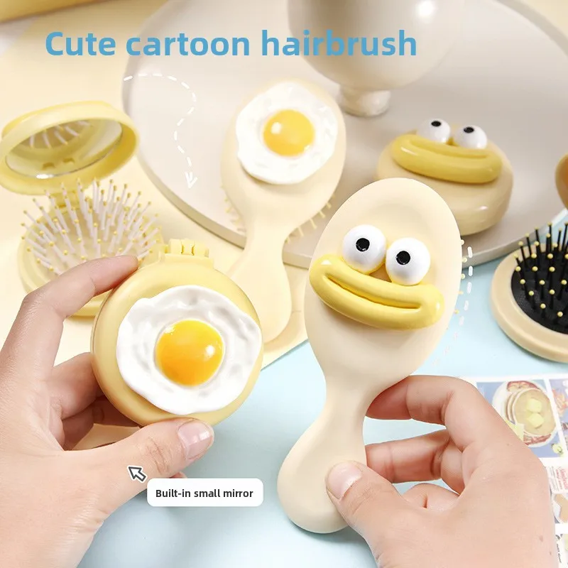 Portable  Iatable Comb Cute Big Mouth Air Cuion Bru for Students Girls Personal Massage Comb Folding Comb W9
