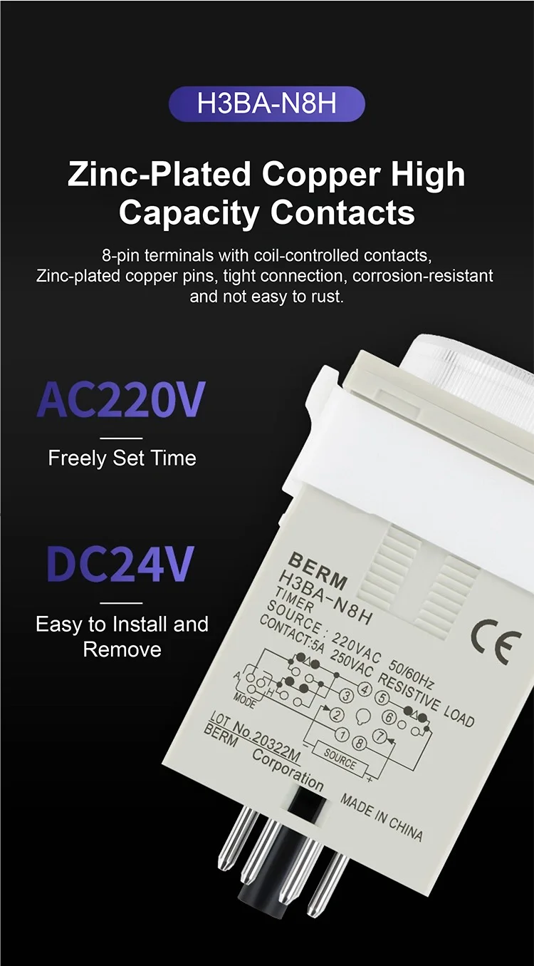 Adjustable H3BA N8H Analog Timer Relay 8 Pin Panel Mount Time Delay Controller 1