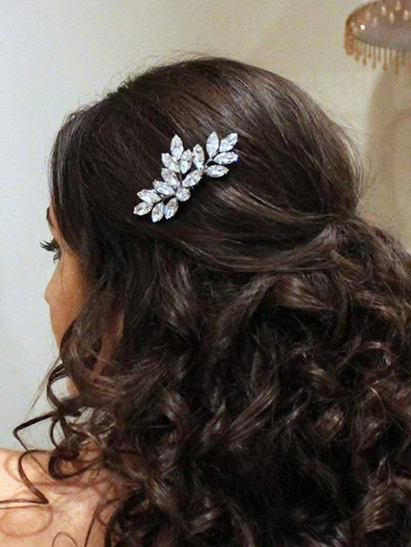 Marquise Rhinestone Bridal Hair Comb, Light Luxury Full Diamond Flower Comb, Wedding Dress Evening Hairstyle Hair Accessory, Dress Accessory