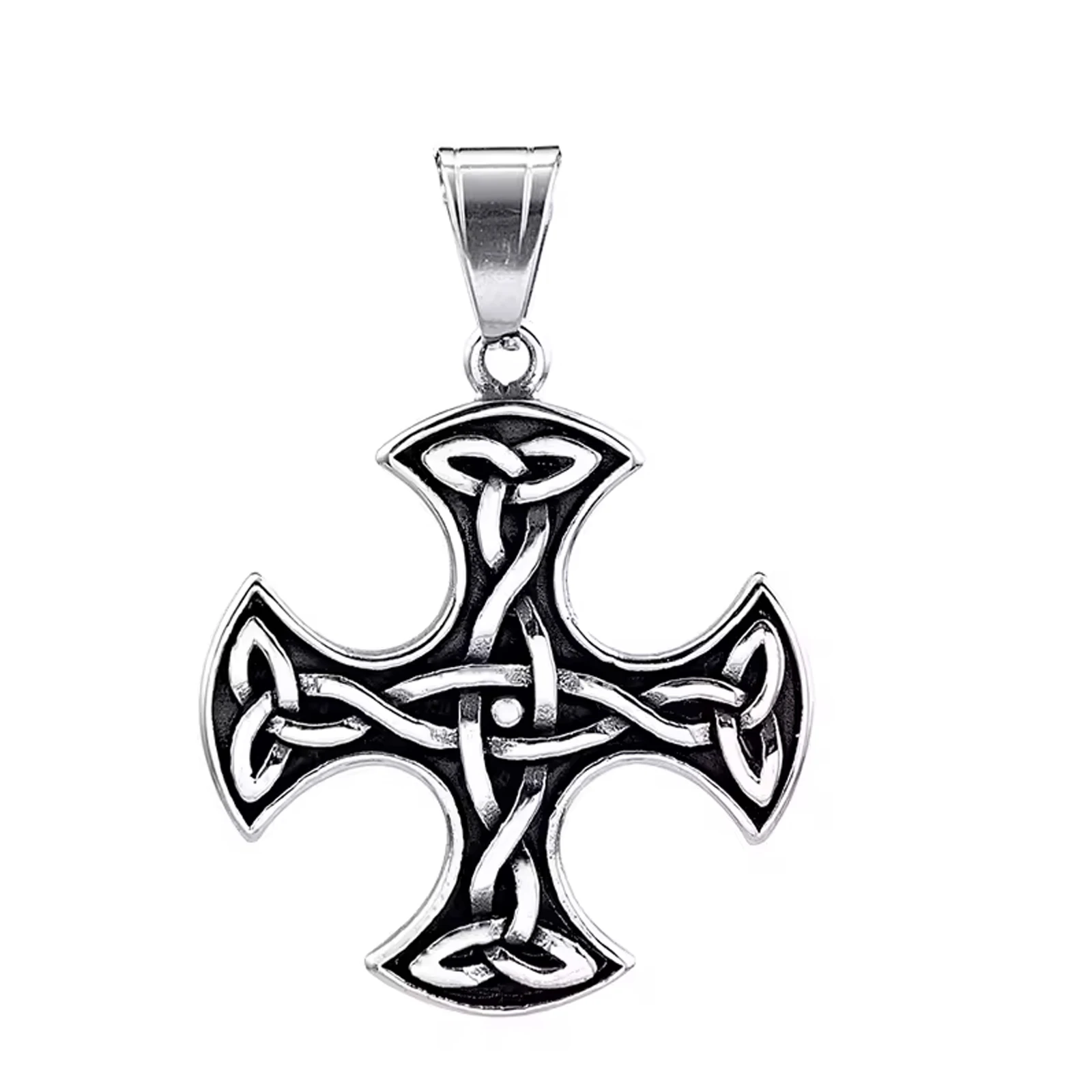 Classic nordic men necklace，stainless steel jewerely Viking Irish knot celtic cross pendant necklace for men women daily wear