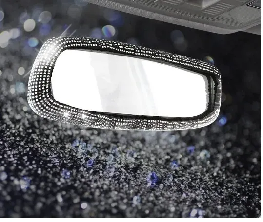 Rearview Mirror Car Rearview Mirror Decoration Set Creative Personality Cute Inlaid Artificial Diamond Reversing Mirror Decoration Supplies