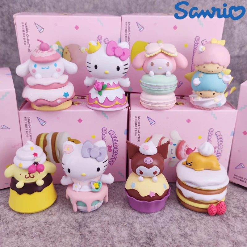 

8pcs Sanrio Kuromi Cinnamoroll My Melody Cartoon Cake Series Anime Action Figures Model Toy Collecte Decorate Doll For Kids Gift