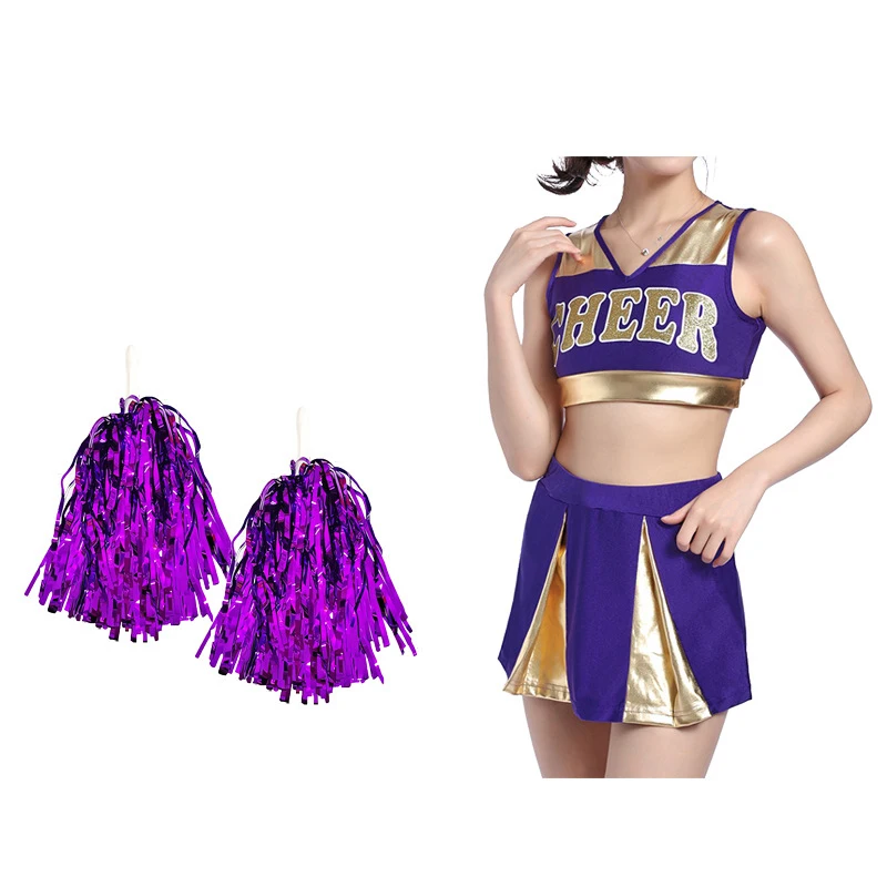 Cheerleading Costume V-neck Sleeveless Waist Revealing Top High Waisted A-line Short Skirt Color Blocked Performance Suit Set
