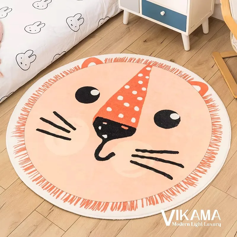 Carpet Lion Cartoon Anti Slip Bedroom Living Room Children's Round Floor Mat