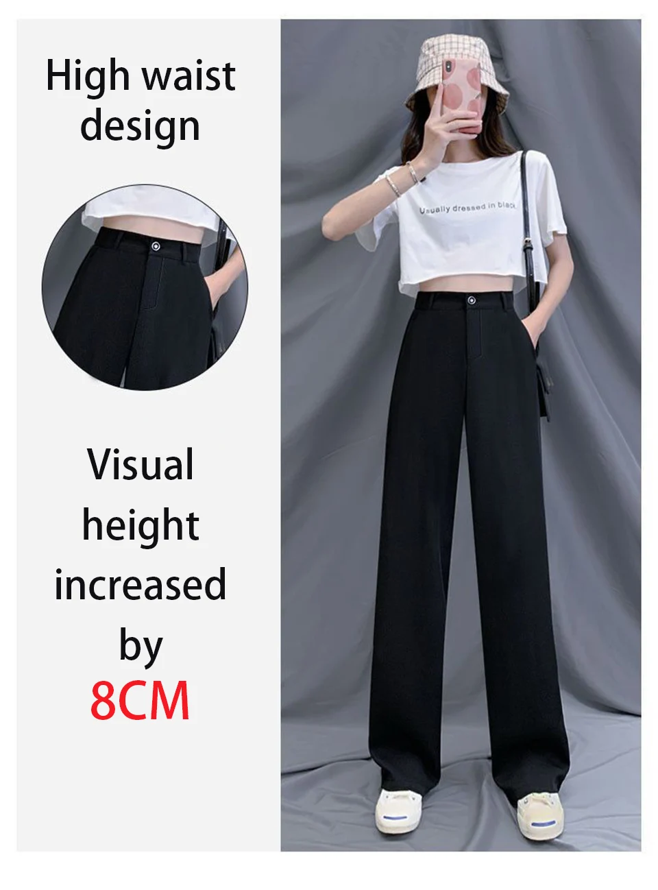 cargo trousers Women Casual Wide Leg Pants Loose Style Waist Hollow Out Office Lady Long Trousers Solid High Waist Wild Straight Female Pants slacks