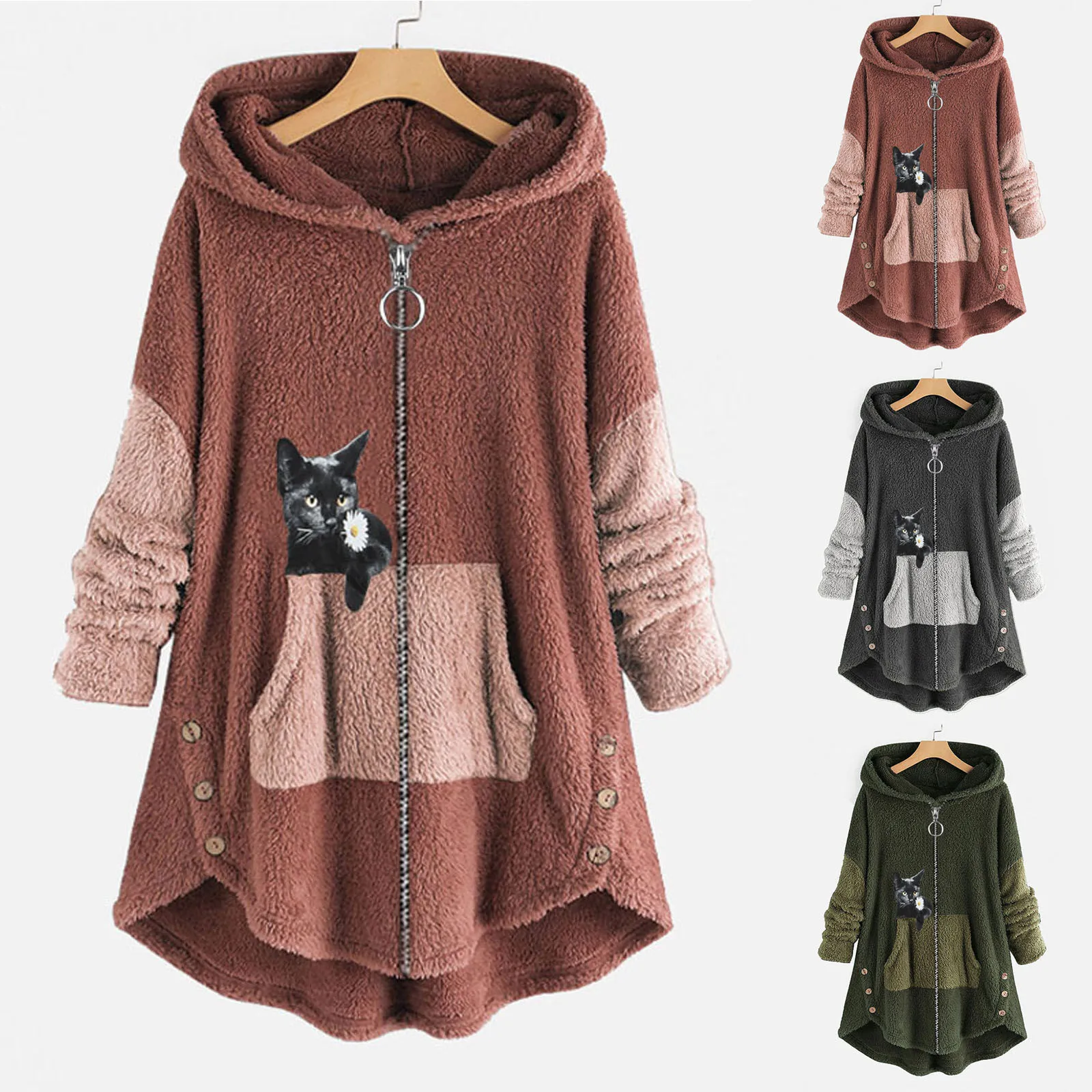 

Us Mail Jacket Sagittarius Jacket Women's Warm Coat Tops Long Sleeve Hooded Warm Zipper Pocket Coat Young Womens Dress Coats