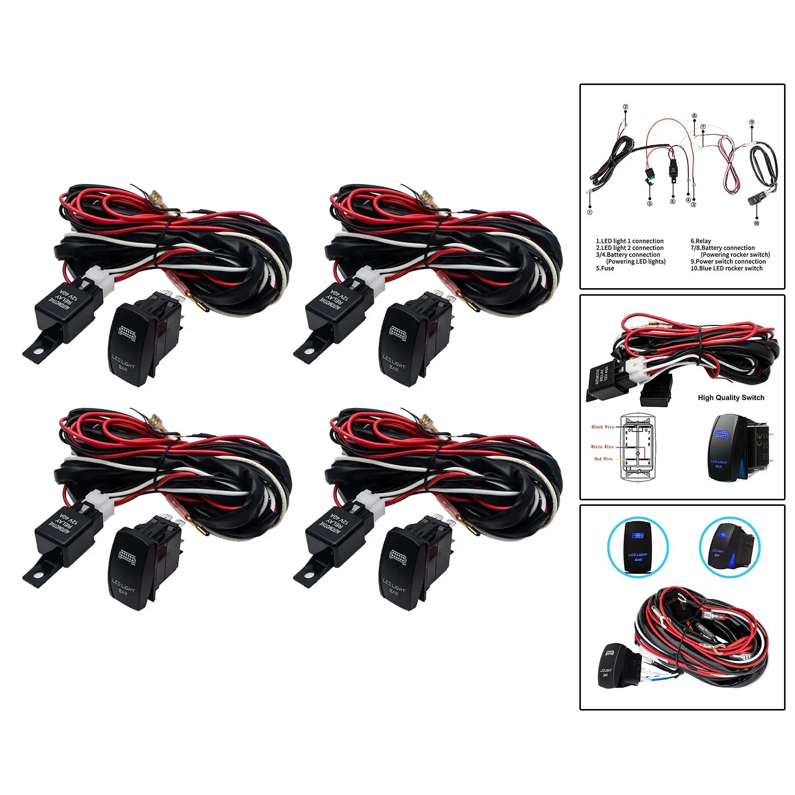 LED Work Light Switch Wiring Harness 12V for Boat Trailer Motorcycle