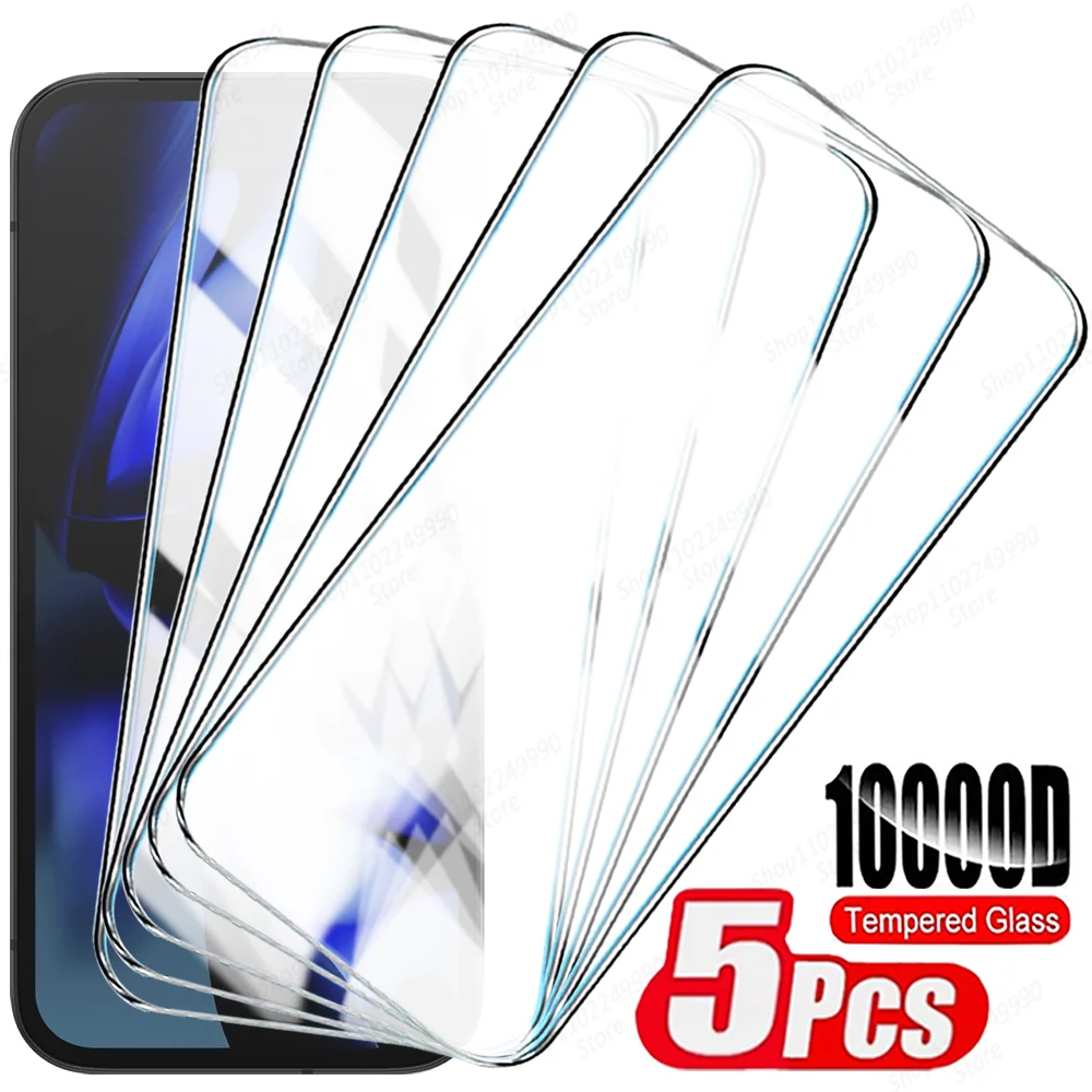 Pack of 5 HD Tempered Glass Screen Protectors - Clear Anti-Fall Glass