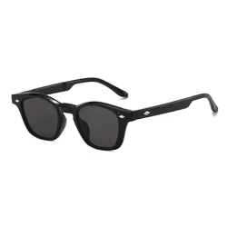 Enhanced Black Square Frame Retro Fashion Sunglasses with UV400 Protection (As Picture)