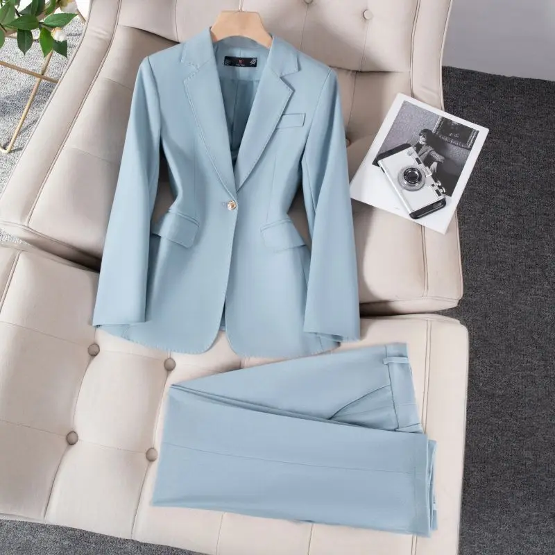

High Quality Fabric Formal Pantsuits Elegant Professional for Women Business Work Wear Career Interview Trousers Set Blazers