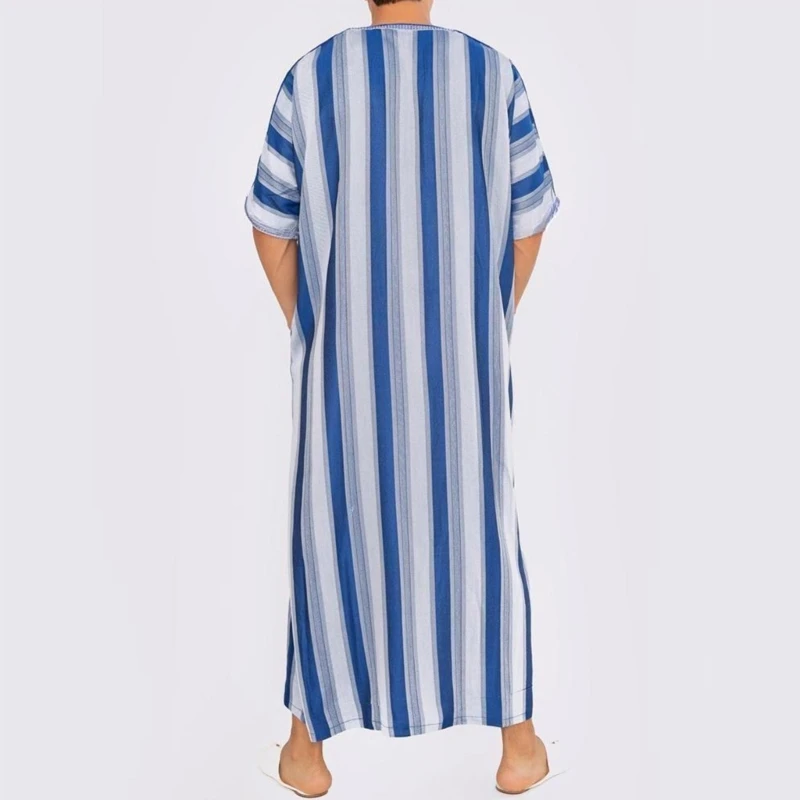 Muslim Clothing for Men Short Sleeves Robe Kaftan Male Middle East Jubba Thobe