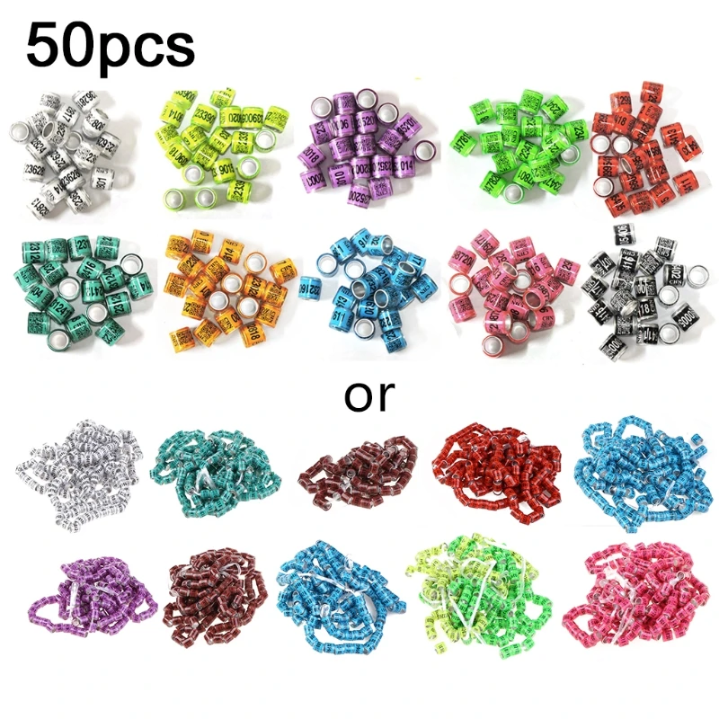 Bird Leg Rings Colorful Chicken Plastic Identification Leg Bands 8mm 50-Piece