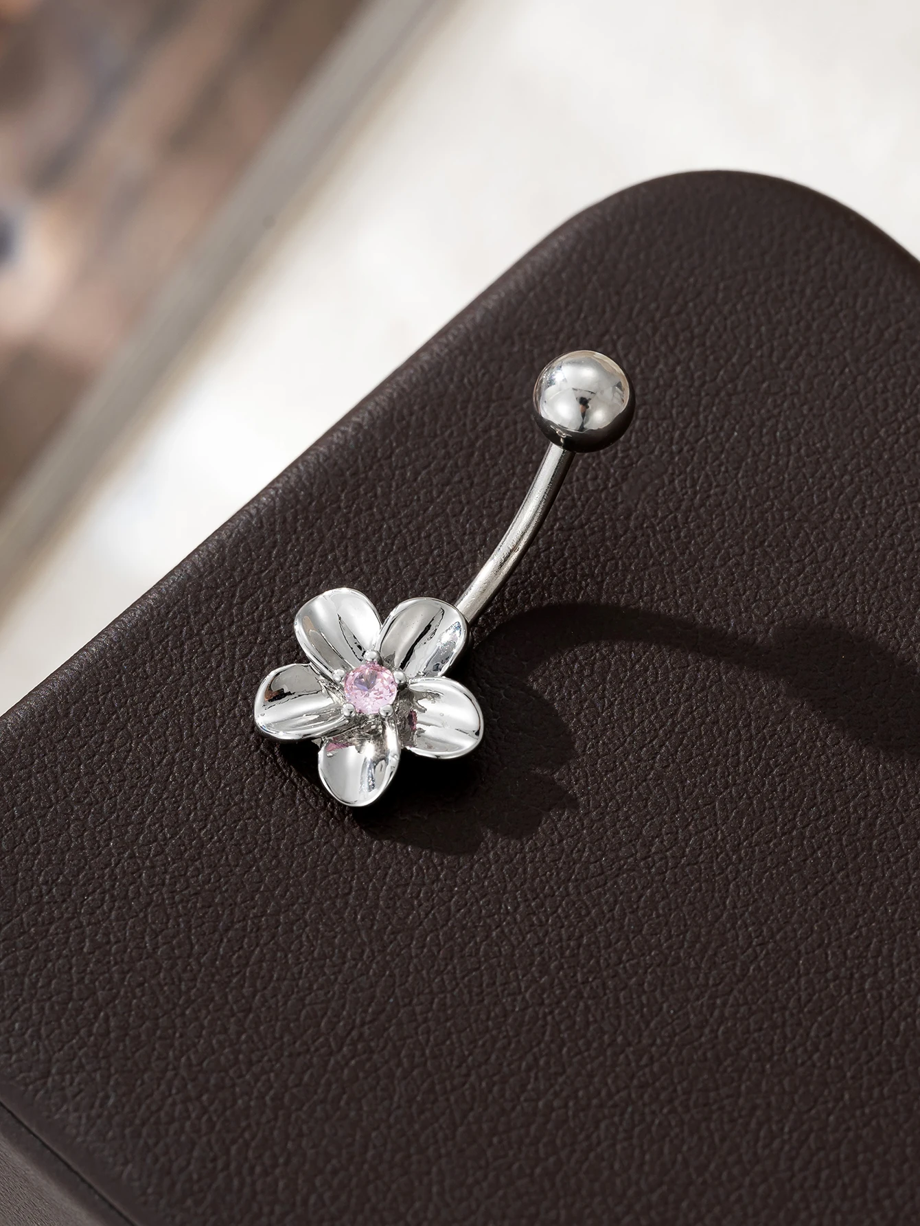 Cute Flower Perforated Navel Ring Womens Vacation Jewelry