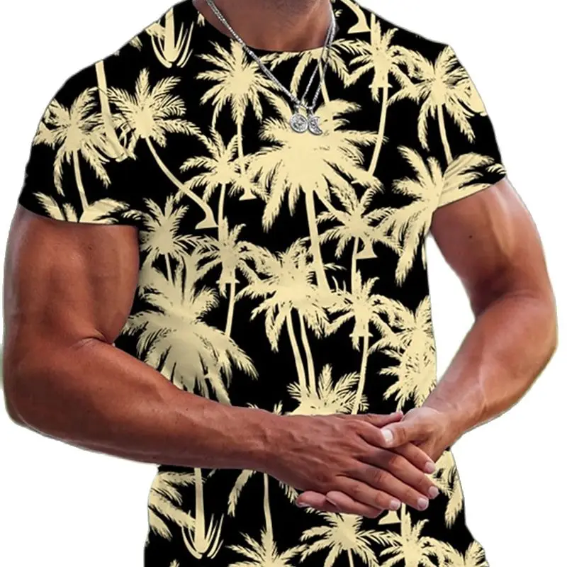 

Summer Hawaiian Men's T-shirt 3D Print Tree Graphic T-shirt Fashion Short Sleeve Apparel Plus Size Camiseta Street Apparel