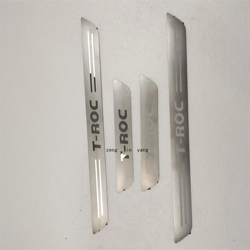 For VW Volkswagen T-ROC Car Door Sill Protection Floor Threshold Scuff Plates Stainless Steel Car Decoration Accessories Chrome car door sill scuff plate
