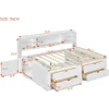 Full Size Captain Bed with Storage Drawers, Wood Daybed with Bookcase Headboard, Full Bookcase Daybeds with 2 Storage Cabinets 2