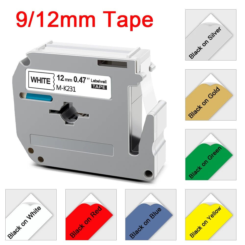 

1Pcs MK-231 Compatible for Brother MK231 MK 231 MK-131 MK-631 221 621 9/12mm Label Tape for Brother P-touch PT-70 65 Label Maker