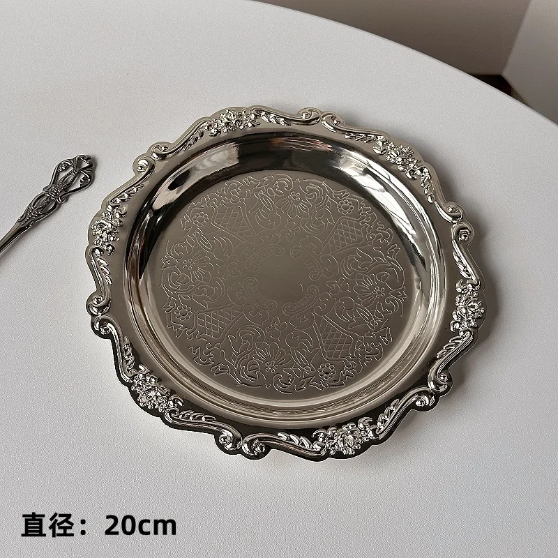 Silver Plated Cake Tray Afternoon Tea Dessert Tray Jewelry Storage Dessert Table Snack Dish Display Home Hotel Supplies