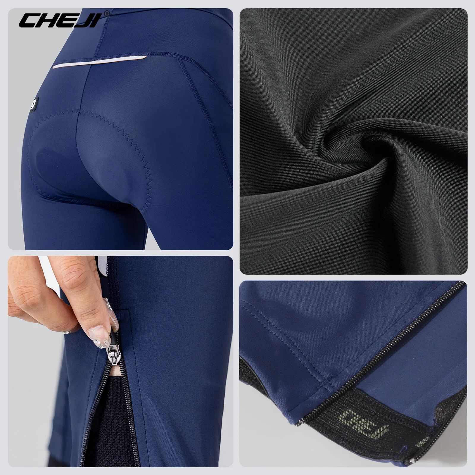 CHEJI Women Cycling Pants Summer Riding Mountain Bike Trousers Road Bicycle Padded Breathable Bike Long Women Cycling Pants