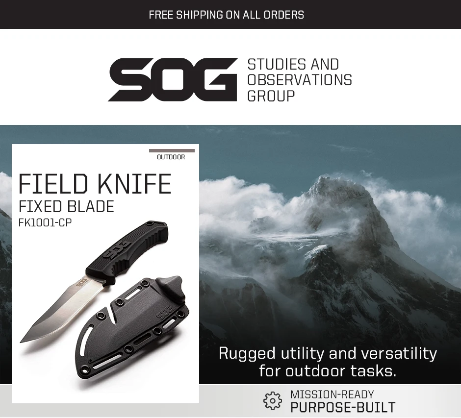 Description Picture 2 of itemSOG Survival Field Knife Fixed Blades Hunting knives with case Outdoor Camping and Bushcraft Utility Knife Hand Tools FK1001-CP
