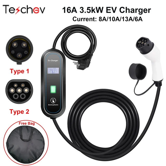 feyree Portable EV Charger Type2 IEC62196-2 16A EVSE Charging Cable Type1  SAE J1772 EU Plug Controller Wallbox for Electric Car - AliExpress