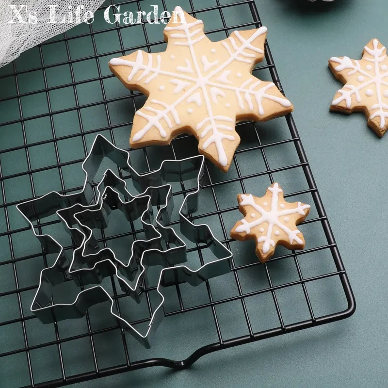 3-piece Snowflake Cookie Mold Food-grade Stainless Steel Baking Tool DIY Cookie Cutters for cookie cutters
