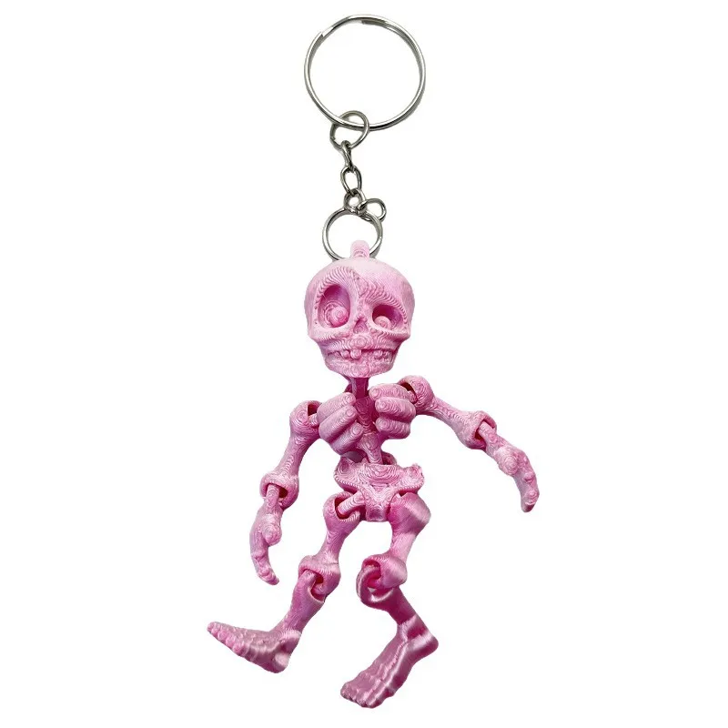 3D Printed Mini Skeleton Keychain Pendant Figures Toys Movable Joints Creative Halloween Gift Kids Party Favors брелок на сумку