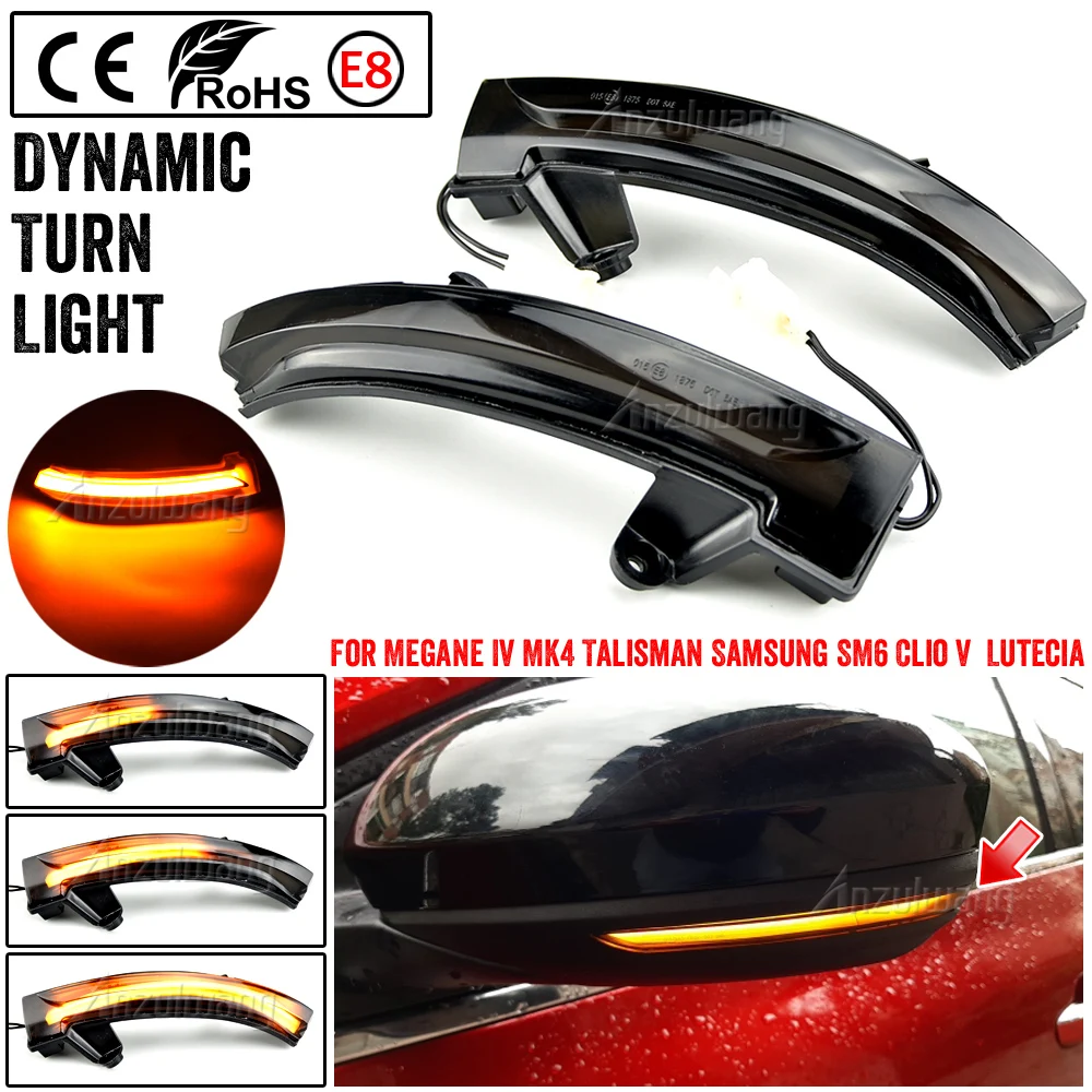 

Dynamic Blinker LED For Renault Megane 4 IV Talisman Clio 5 V Turn Signal Light Side Mirror Indicator Lamp