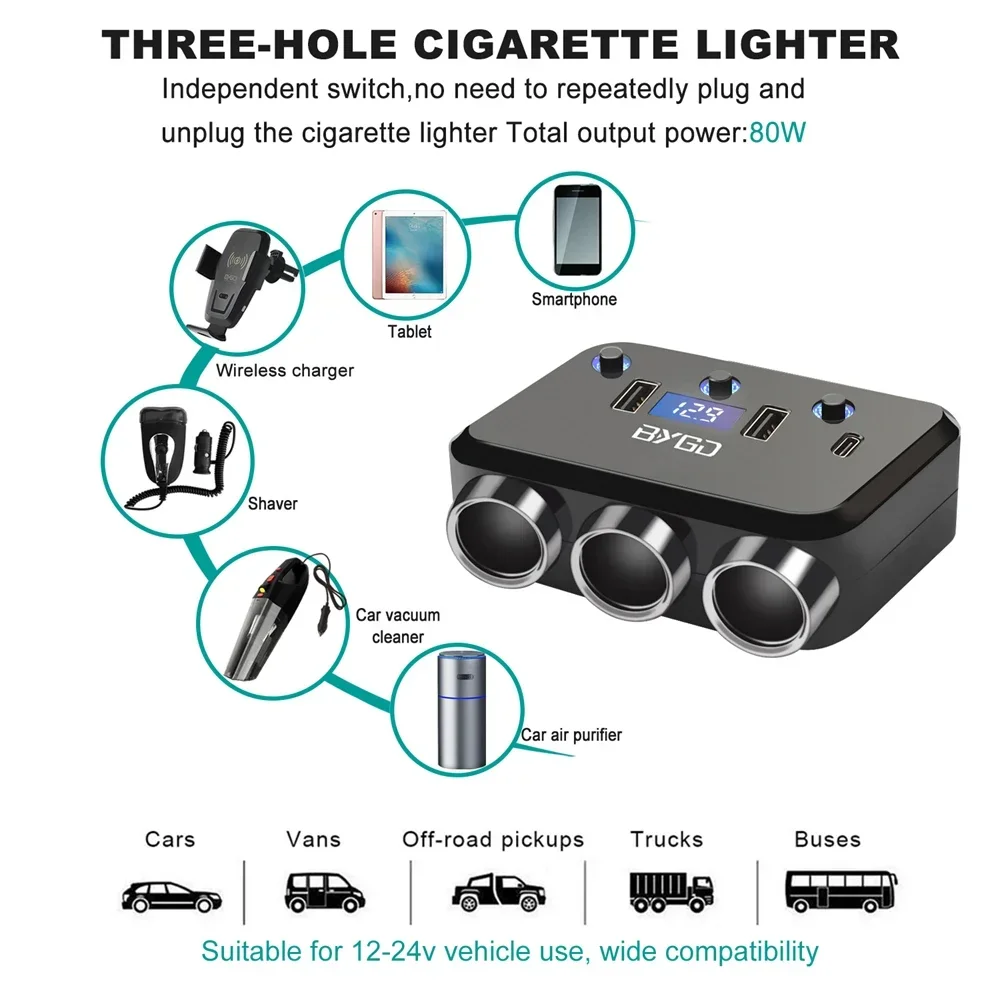 BYGD ڵ   й , ڵ ܼƮ , 3  QC 3.0,  USB 3.1A CŸ  , 12V, 24V