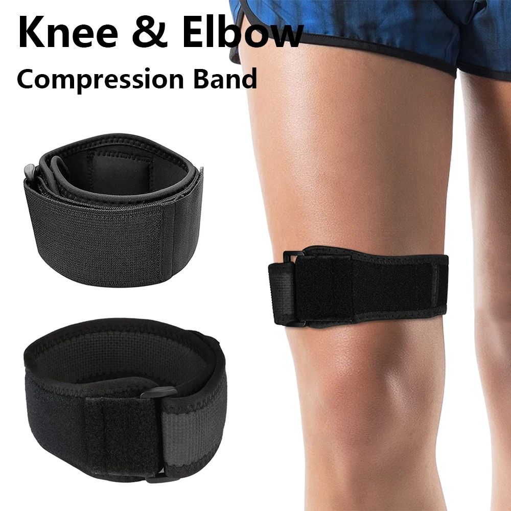 

1Pcs Knee Patellar Tendon Knee & Elbow Support Strape Brace Adjustable Shock Absorption Compression Knee Pad Sleeve for Sports